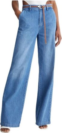 Liu Jo Palazzo Jeans met Normale Taille - Dames - Wijde Broeken - Blauw - W25 - Katoen - Broeken