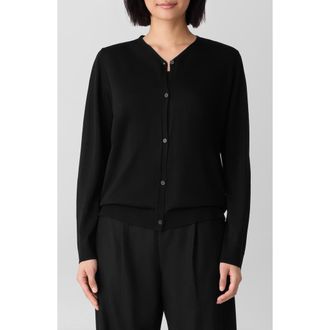 Eileen Fisher V-Neck Wool Cardigan in Black at Nordstrom Rack, Size X-Small