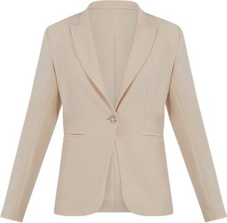 Simona Corsellini Single-breasted Blazer - Dames - Blazers - Beige - M - Leer - Jassen