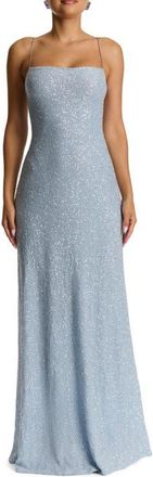 Naked Wardrobe Sequin Embroidery Dress in Soft Blue at Nordstrom, Size X-Small