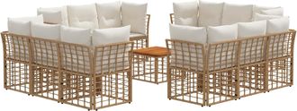 vidaXL Conjunto De Sof&aacute;s De Exterior 13 Uds. Natural Y Crema Poli&eacute;ster Vidaxl