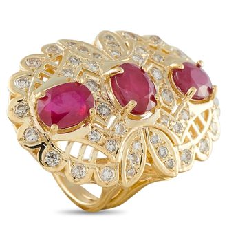 Luxury Bazaar 14K Yellow Gold 1.0ct Diamond and Ruby Ring MF23-050526