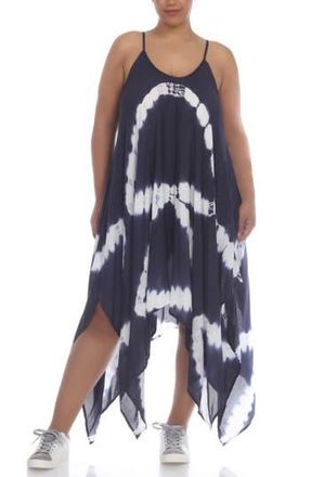Boho Me Tie Dye Print Handkerchief Hem Maxi Dress in Navy Td at Nordstrom Rack, Size 2X