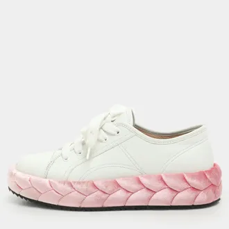 Marco De Vincenzo White/pink Leather And Velvet Rope Sneakers