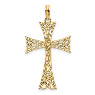 Diamond2Deal 14k Yellow Gold Polished Celtic Knot Cross Charm