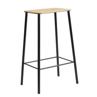 Frama Bar stool Adam - Natural wood - Epoxy lacquered steel - Designer Toke Lauridsen