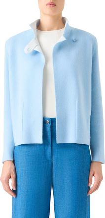 Akris Reversible Cashmere Jacket in Powder Blue-Ecru at Nordstrom, Size 12