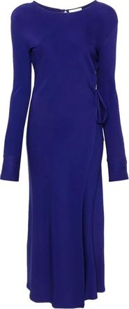 Forte_Forte Stretch Cady Crepe Wrapover Jurk - Dames - Maxi kleedjes - Blauw - M - Kleedjes