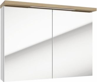 Puma Naturel - Armadio a specchio naturale Stilla + led 80x60 cm bianco (STILLAE08002)