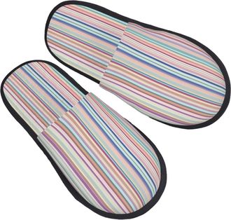 Generic Warm Cotton Slipper Color stripes. print House Slipper Lightweight Womens Slippers for Indoor Ladies Guest M