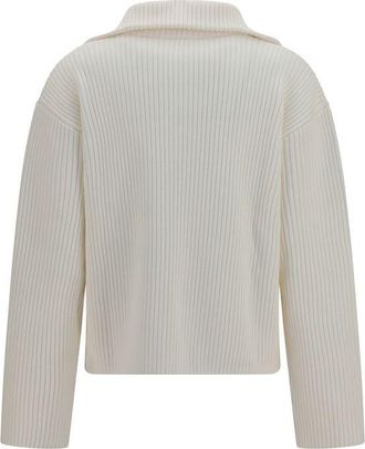 Courr&egrave;ges Womens White Wool Oves Aries Sweatshirt Clothing