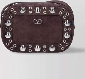 Valentino Garavani studded suede shoulder bag with adjustable strap