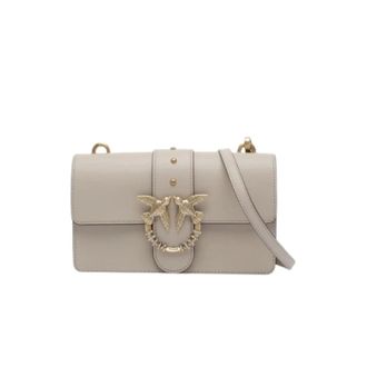Pinko Pinko - Love One Mini New Buckle - Dames - Tassen - Beige - Maat: ONE Size Katoen