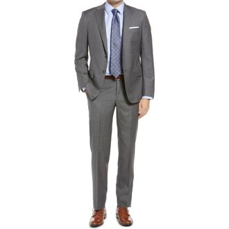 Samuelsohn Infinity Sharkskin Classic Fit Wool Suit in Grey at Nordstrom Rack, Size 54