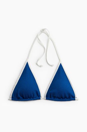 H&M Wattiertes Triangel-Bikinitop - Blau/Weiss