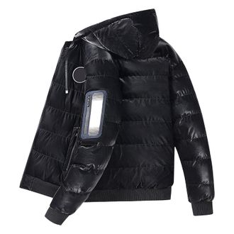 Generic Mens Reversible Heavy Duty Winter Detachable Lined Hood Extreme Cold Weather Jacket For Maximum Warmth And (Black, L)