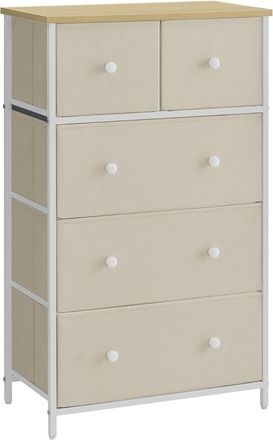 Songmics C&oacute;moda de 30 x 56 x 93 cm de color amarillo camello y blanco crema