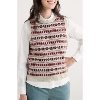 Seasalt Cornwall Lemon Porch Merino Wool Blend Sweater Vest in Knit Aran Dark Hellebore at Nordstrom, Size 12 Us