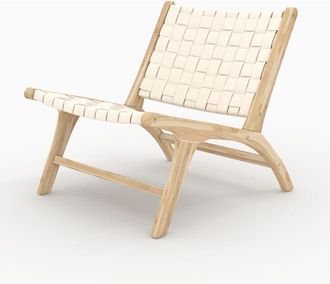 Rendez-Vous D&eacute;co Sill&oacute;n De Teca Y Cuero Trenzado Blanco - Kuna