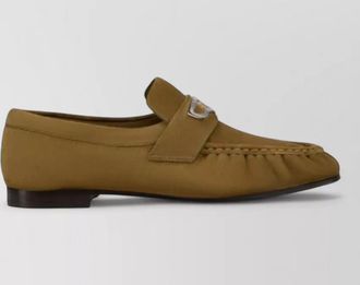 Christian Louboutin leather loafers moccasin toe metallic buckle