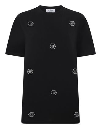 Philipp Plein Man Fit T-Shirt Mini Monogram Crystal Monogram