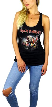 Iron Maiden Womens Distressed Trooper Tank Top Black