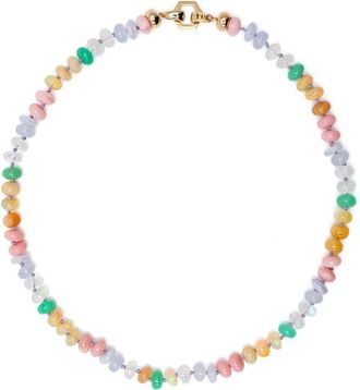 Harwell Godfrey 18kt yellow gold Foundation bead necklace - women - Opal/18kt Yellow Gold/Moon Stone/Blue Chalcedony/Chrysoprase - One Size
