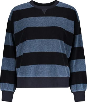 Moorer Xena Gestreepte Ronde Hals Trui - Dames - Sweatshirts - Blauw - XS - Katoen - Hoodies & sweatvesten