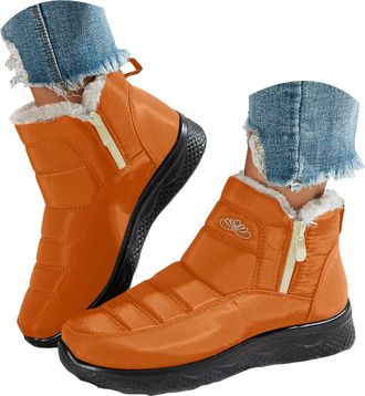 Generic Womens Snow Boots Fur Lined Waterproof & Slip-Resistant with Faux Fur Side Zipper Easy Wear Chunky Sole for Outdoor Walking & Daily Commute Cold Weath