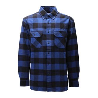 Woolrich Casual Shirts, male, Blue, M, Heavy Cotton Shirt Alaskan Buffalo Style