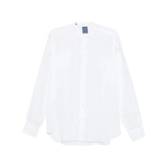 Barba Casual Shirts, male, White, Size: 4XL Band Collar Linen Shirt