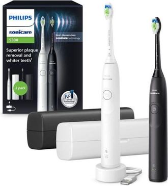 Philips Cepillo De Dientes - Philips - Hx7109/01 - Sonicare - Doble Mango Serie 5300 - Blanco Y Negro - El&eacute;ctrico