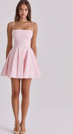 House of CB Dolly - Prendisole corto svasato in cotone rosa