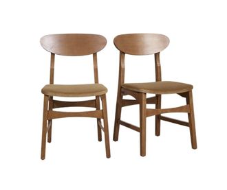 Robin des Bois Juego de 2 sillas de hevea maciza te&ntilde;ida en color oscuro y camello