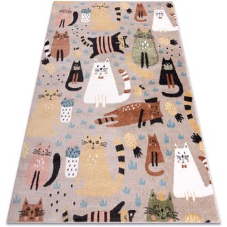 RugsX Alfombra Fun Kittens Para Ni&ntilde;os, Gatos Beige Multicolour 160x220 Cm