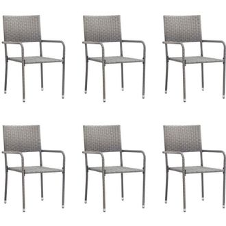 vidaXL Vidaxl - Sedie da Pranzo da Giardino 6pz Impilabili Grigie in Polyrattan