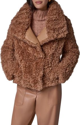 DKNY Faux Fur Teddy Jacket in Camel at Nordstrom, Size X-Large