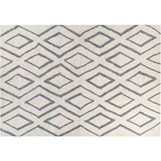 Beliani Beliani - Alfombra De Algod&oacute;n Blanco Crema Azul Claro 160 X 230 Cm A Mano Geom&eacute;trico Menderes
