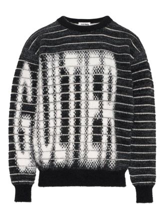 Jean Paul Gaultier striped jacquard crew-neck sweater - Black