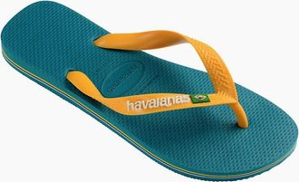Havaianas Womens Womens Hav. Brasil Logo Vibe Green 35 36 Flip Flops - Blue - Size: 3/3.5/4