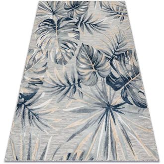 RugsX Rugsx - Alfombra Estructural Botanic 65265 Hojas De Monstera Tejido Plano En El Balc&oacute;n, Terraza - Gris Grey 137x190 Cm