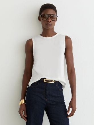 Reiss White Silk-front Jersey Vest, XS