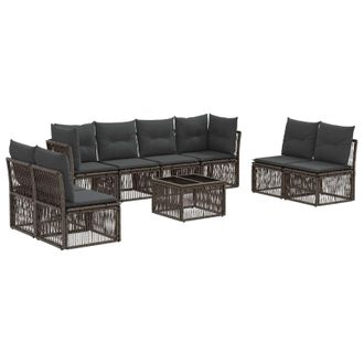 vidaXL Conjunto De Sof&aacute;s De Jard&iacute;n 9 Pcs Gris Rat&aacute;n Sint&eacute;tico Vidaxl