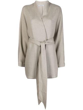 Dusan belted linen cardigan - Neutrals
