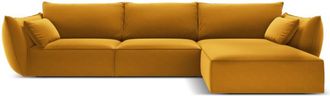 BLOOMINGLOFT 4-Sitzer Design Ecksofa Vanda mit Eckteil rechts - Samtbezug