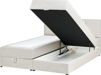 Beliani Cama matrimonial de tejido blanco 160x200