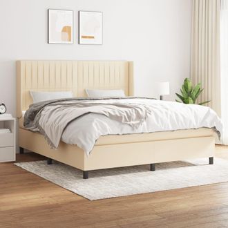 vidaXL Vidaxl - Cama Box Spring Con Colch&oacute;n Tela Color Crema 160x200 Cm