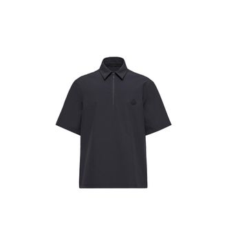 Moncler Moncler Logo Short Sleeve Half-zip Shirt, Men, Black, Size: Xxl