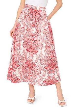 Ted Baker Floral Paisley Cotton Maxi Skirt in Classic Cherry at Nordstrom Rack, Size 10