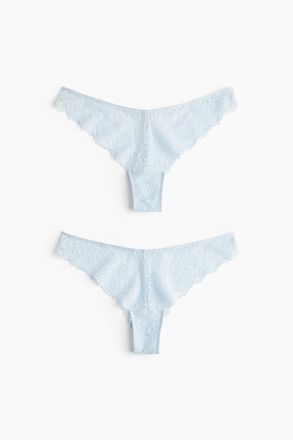 H&M 2er-Pack Brazil Slips aus Spitze - Blue